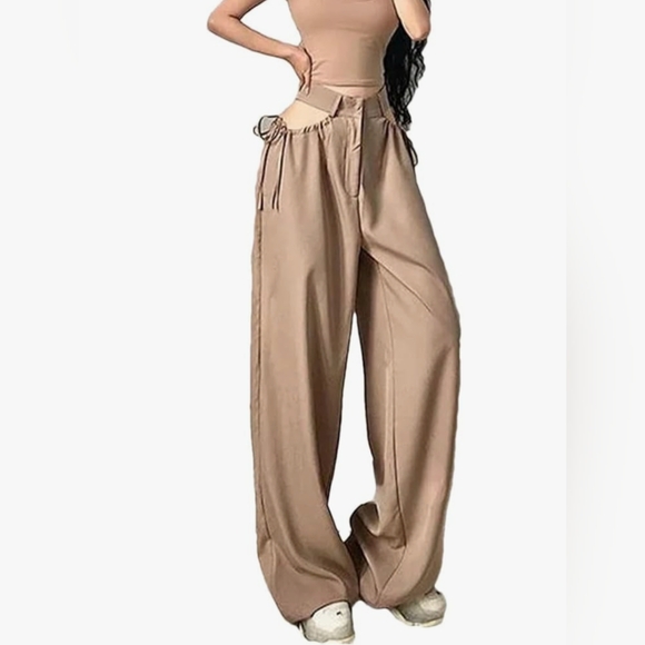 Superdown, Brown Tan Wide Leg, Pants, Size Small With Pockets - Picture 1 of 11